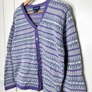 Vintage Northern Spirit Fair Isle Cotton Button Up Cardigan